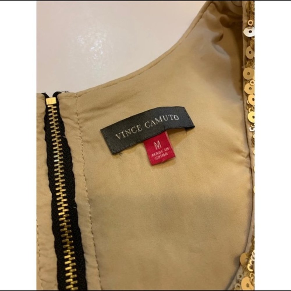 NWT Vince Camuto Gold Sequin Tank Top Blouse - Picture 2 of 5